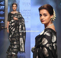 Designer Black Soft Lichi Silk Saree with Silver Woven Motifs