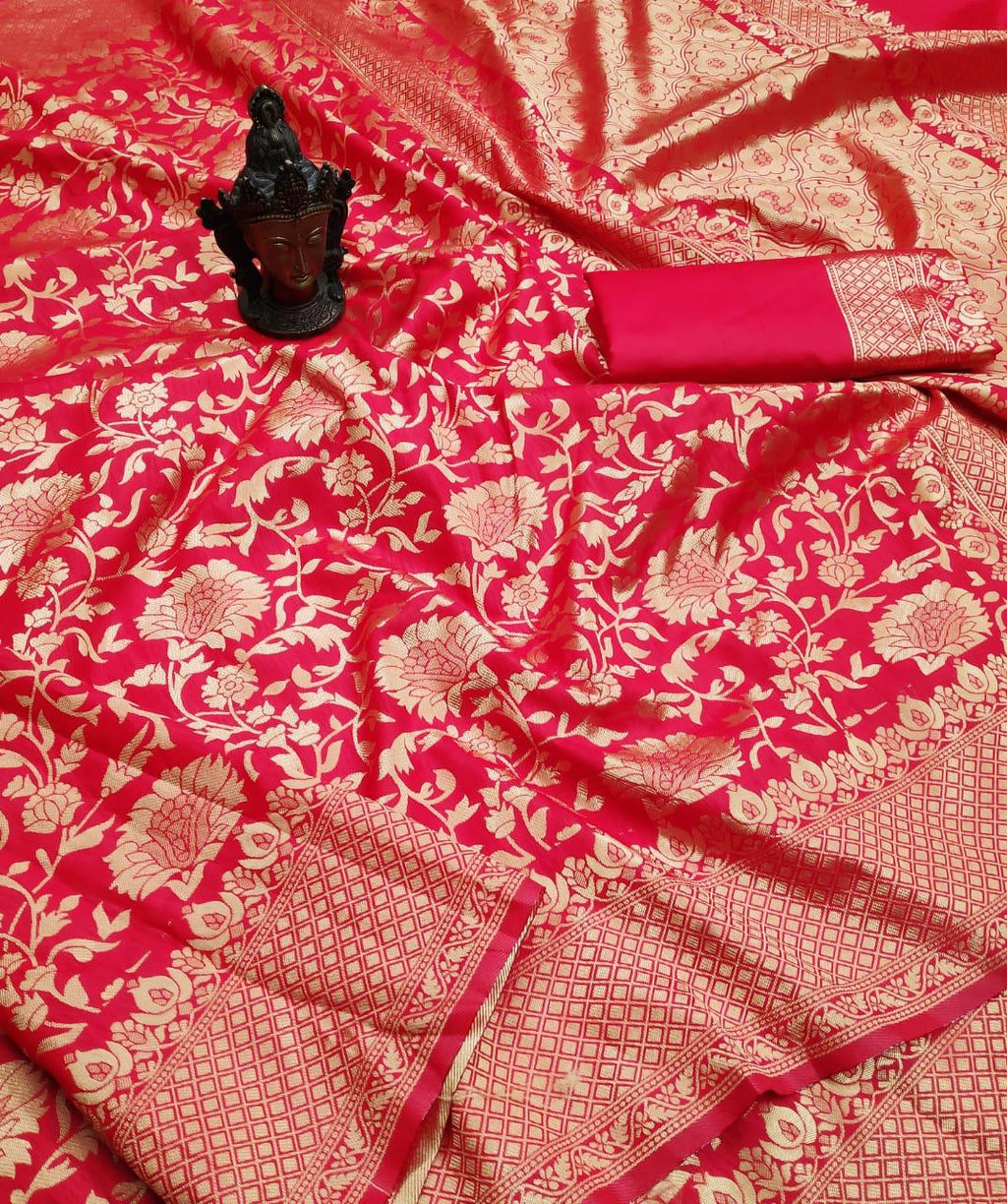 Royal Red Soft Lichi Silk Saree with Rich Jacquard Weaving
