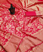 Royal Red Soft Lichi Silk Saree with Rich Jacquard Weaving