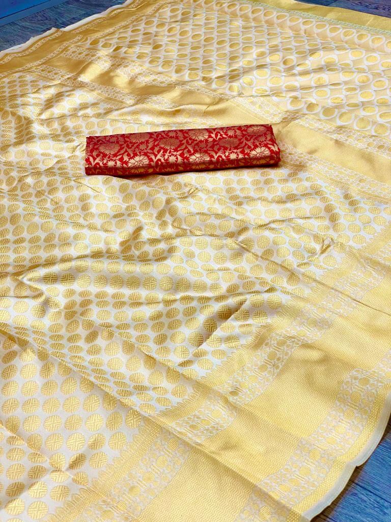 Royal Gold Soft Lichi Silk Saree – Elegant Jacquard Weaving