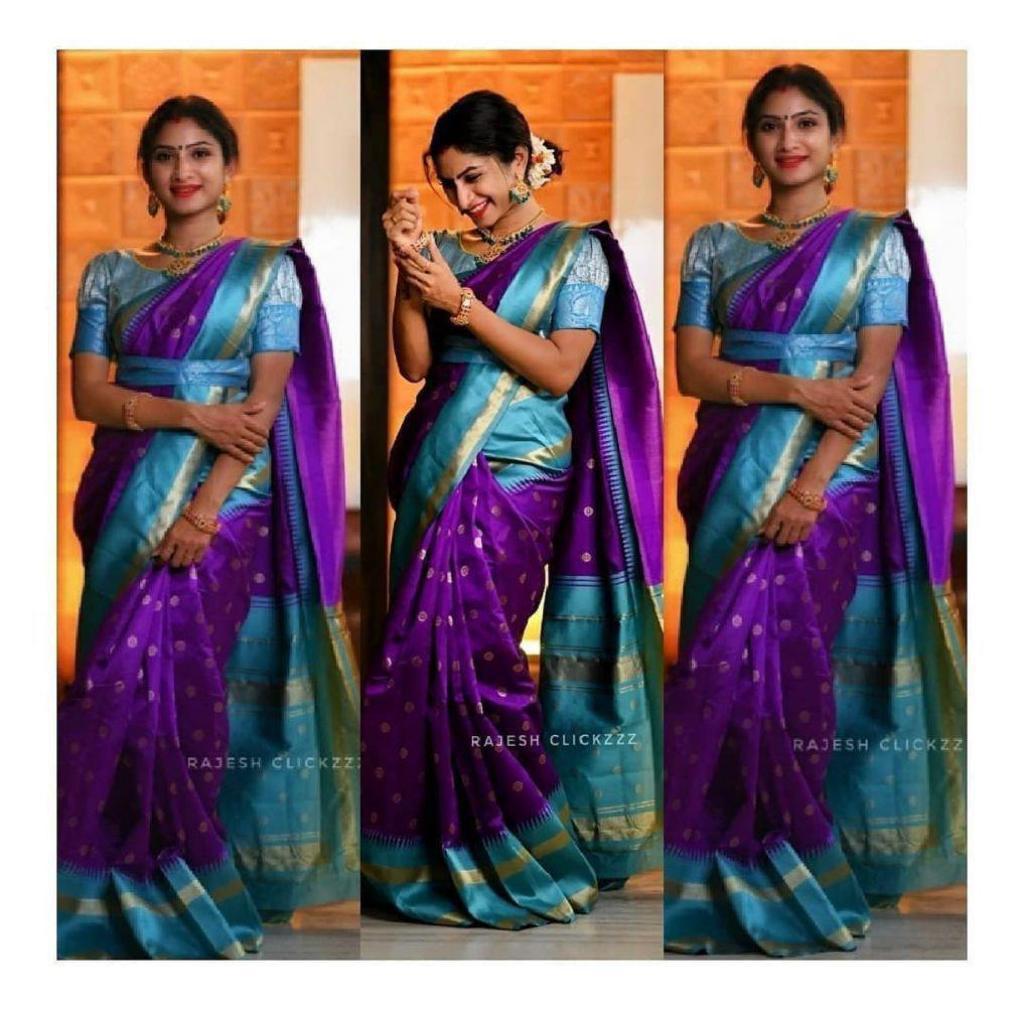 Royal Purple Soft Lichi Silk Saree – Rich Jacquard Elegance