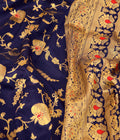 Royal Black Soft Lichi Silk Saree with Original Gold Zari Weaving
