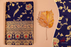 Royal Black Soft Lichi Silk Saree with Original Gold Zari Weaving