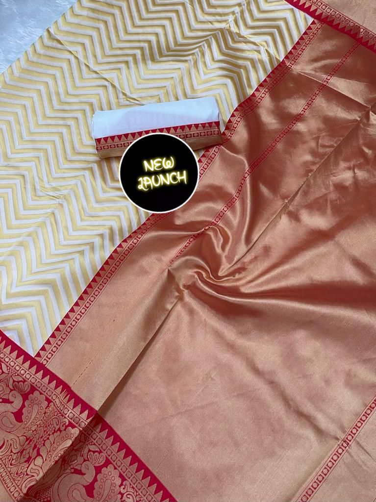 Elegant Soft Lichi Silk Saree with Rich Copper Pallu – Festive Collection