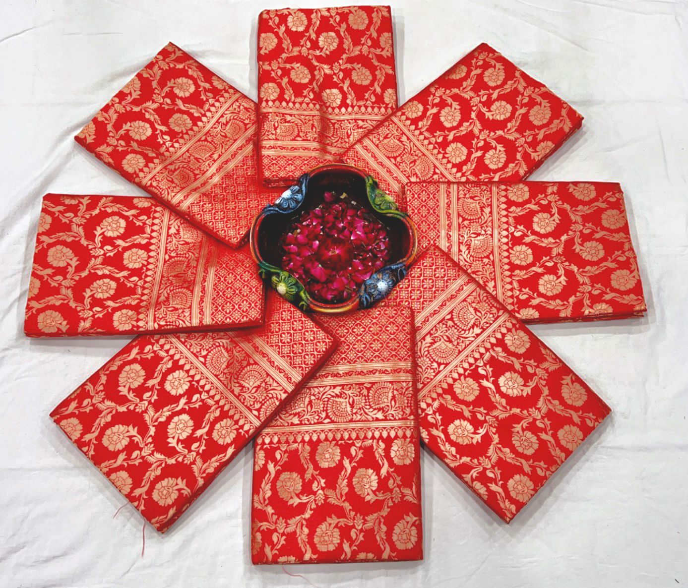 Bridal Red Soft Lichi Silk Saree – Royal Wedding Collection