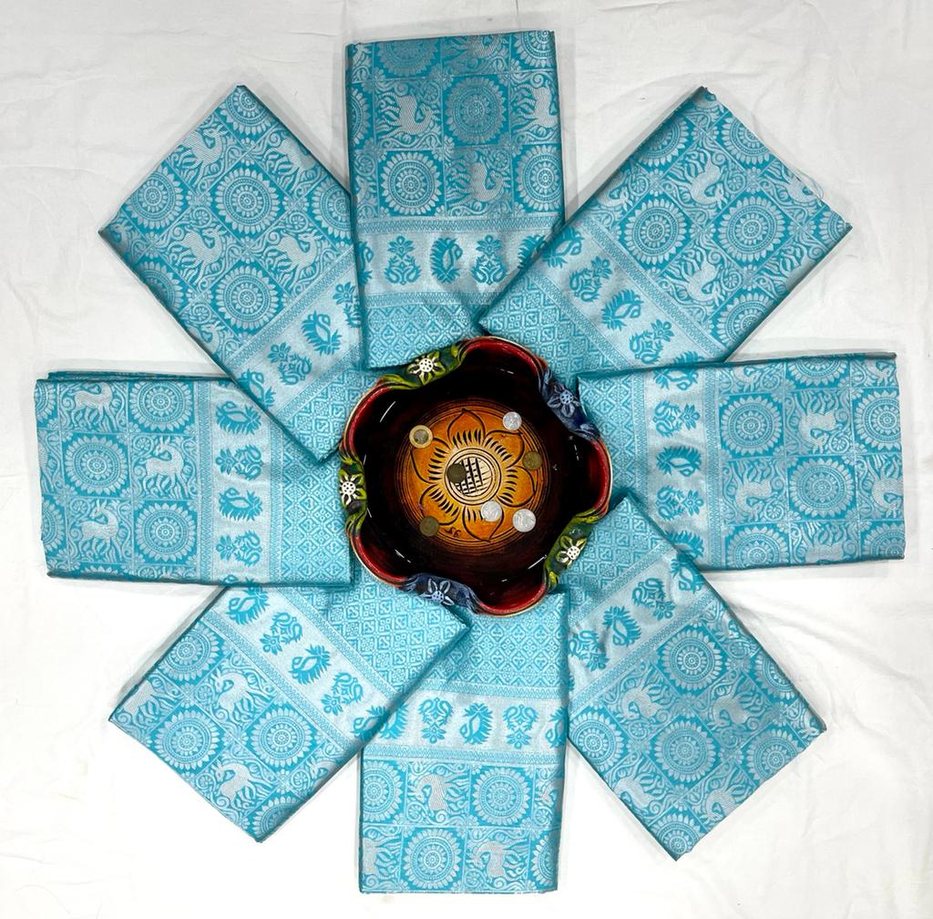Elegant Turquoise Soft Lichi Silk Saree with Rich Weaving