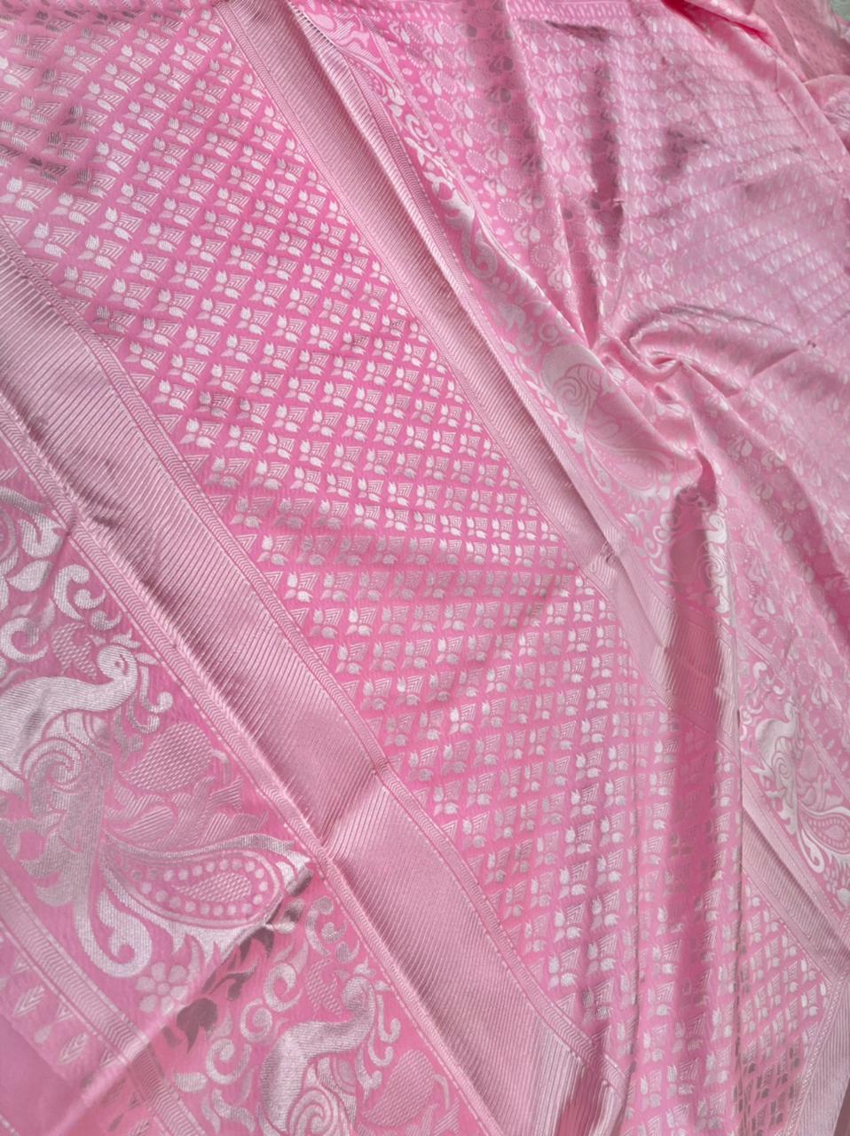 Blush Pink Lichi Silk Saree with Rich Jacquard Pallu – Festive Special