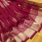 Royal Maroon Soft Lichi Silk Saree – Rich Golden Jacquard Pallu