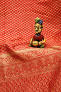 Royal Red Soft Lichi Silk Saree with Heavy Jacquard Pallu – Wedding Collection
