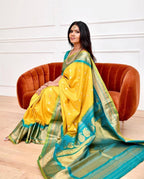 Royal Yellow Soft Lichi Silk Saree with Rich Jacquard Pallu