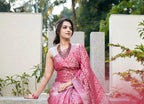 Elegant Pink Soft Lichi Silk Saree with Floral Jacquard & Rich Pallu