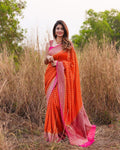 Royal Orange Soft Lichi Silk Saree with Rich Jacquard Pallu – Festive Special