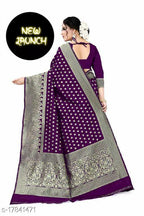 Royal Purple Lichi Silk Saree with Heavy Golden Jacquard Border – New Launch