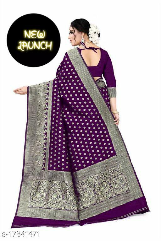 Royal Purple Lichi Silk Saree with Heavy Golden Jacquard Border – New Launch