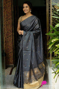 Elegant Soft Lichi Silk Saree with Rich Gold Jacquard Border