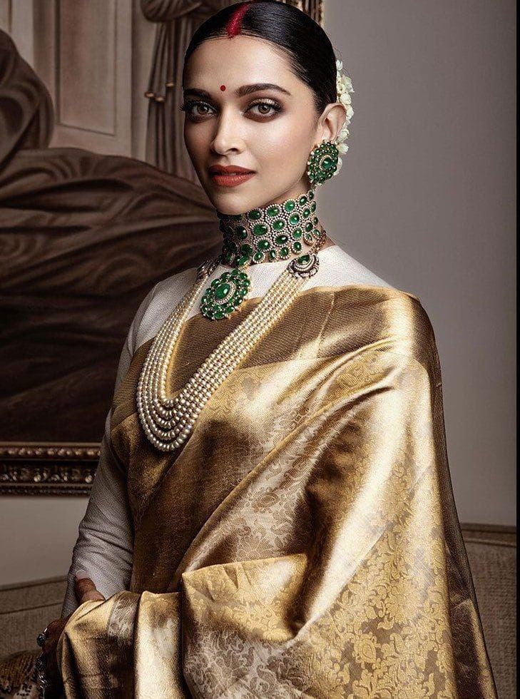 Royal Gold Soft Lichi Silk Jacquard Saree
