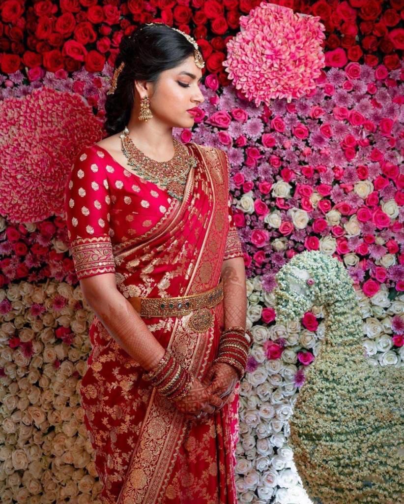 Bridal Red Soft Lichi Silk Saree – Royal Wedding Collection