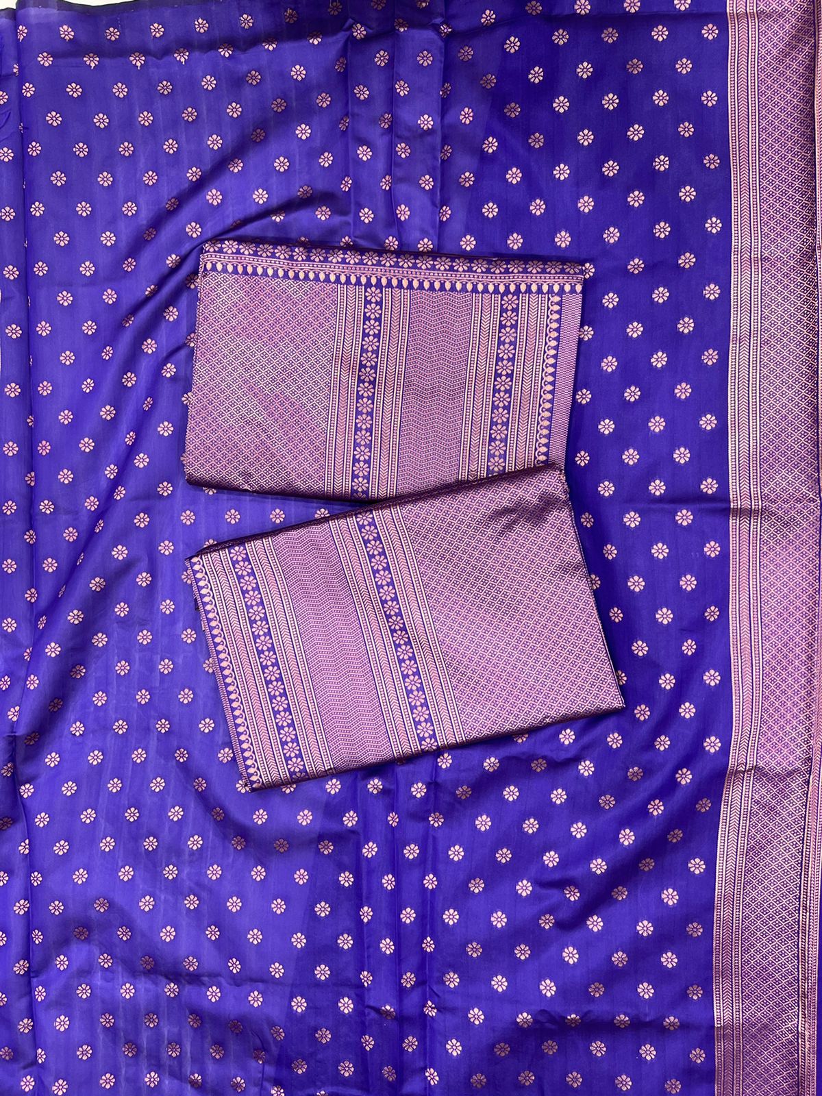 Royal Copper & Purple Soft Lichi Silk Saree with Heavy Jacquard Pallu