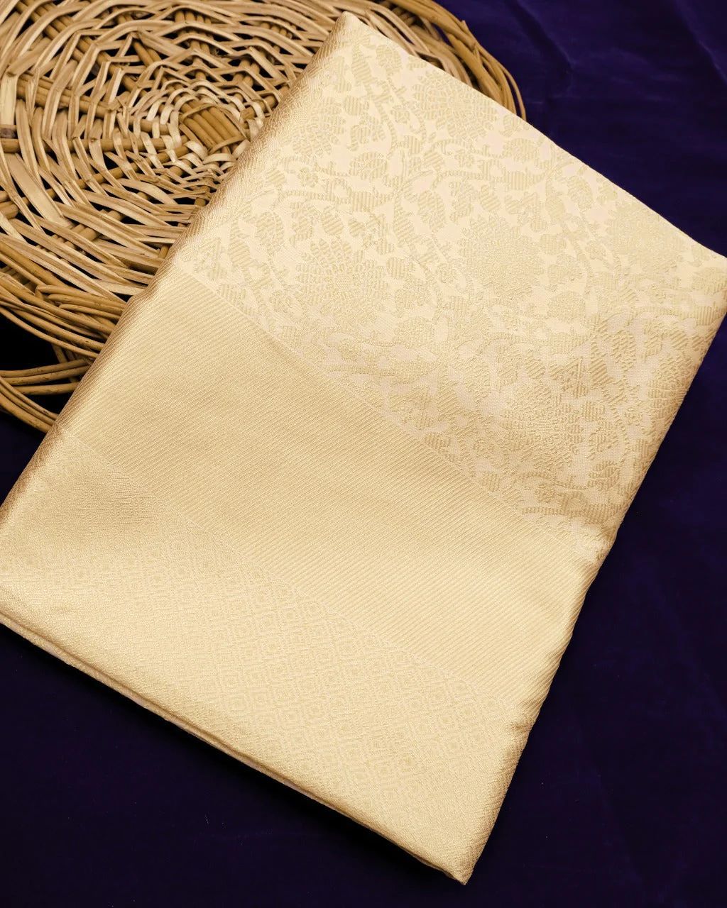 Royal Gold Soft Lichi Silk Jacquard Saree