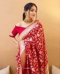 Royal Red Soft Lichi Silk Saree with Rich Jacquard Weaving