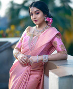 Blush Pink Lichi Silk Saree with Rich Jacquard Pallu – Festive Special