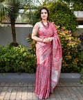 Elegant Pink Soft Lichi Silk Saree with Floral Jacquard & Rich Pallu