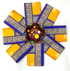 Royal Yellow Soft Lichi Silk Saree with Blue Jacquard Border
