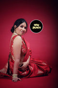 Bridal Red Soft Lichi Silk Saree with Rich Golden Jacquard