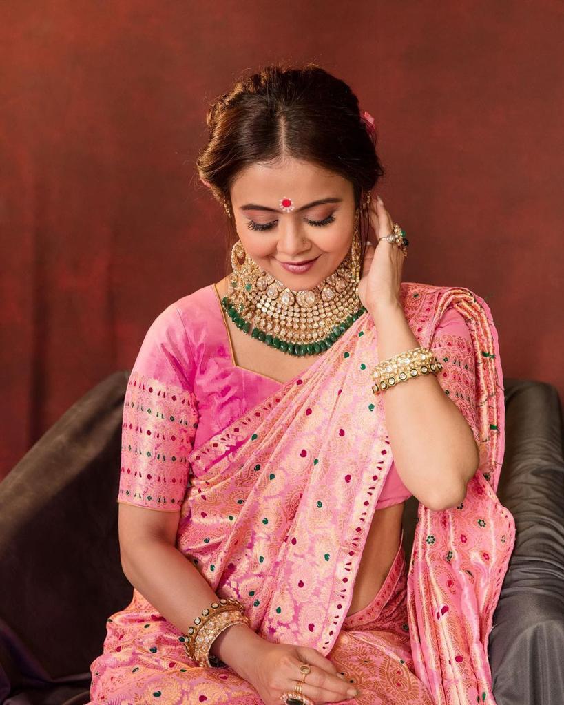 Elegant Pink Soft Lichi Silk Saree with Rich Jacquard Pallu – Festive Special Collection