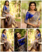 Premium Soft Lichi Silk Saree with Designer Embroidered Blouse Set