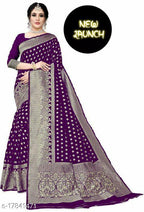 Royal Purple Lichi Silk Saree with Heavy Golden Jacquard Border – New Launch