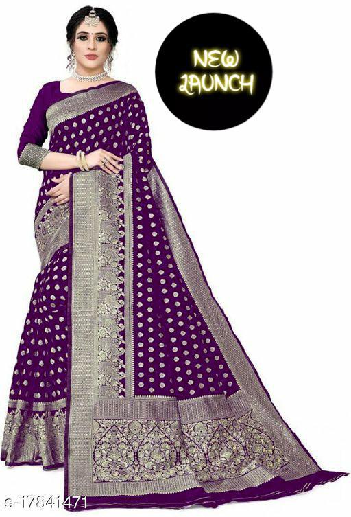 Royal Purple Lichi Silk Saree with Heavy Golden Jacquard Border – New Launch