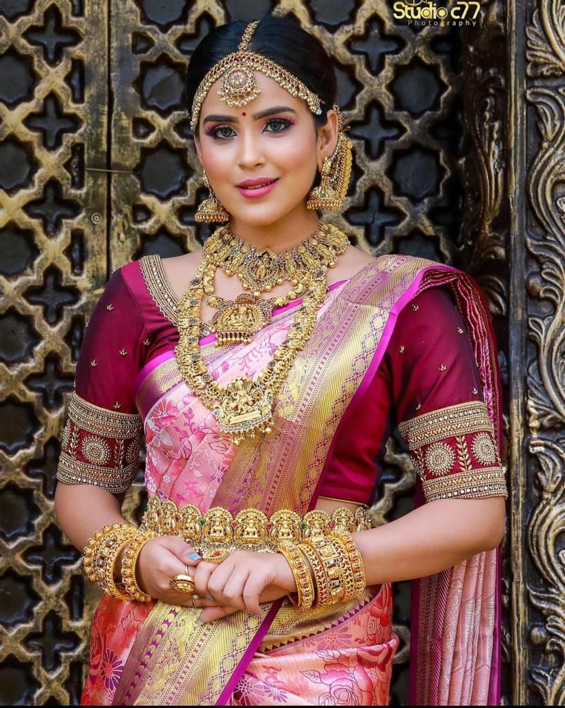 Royal Peach Pink Soft Lichi Silk Saree with Grand Jacquard Pallu