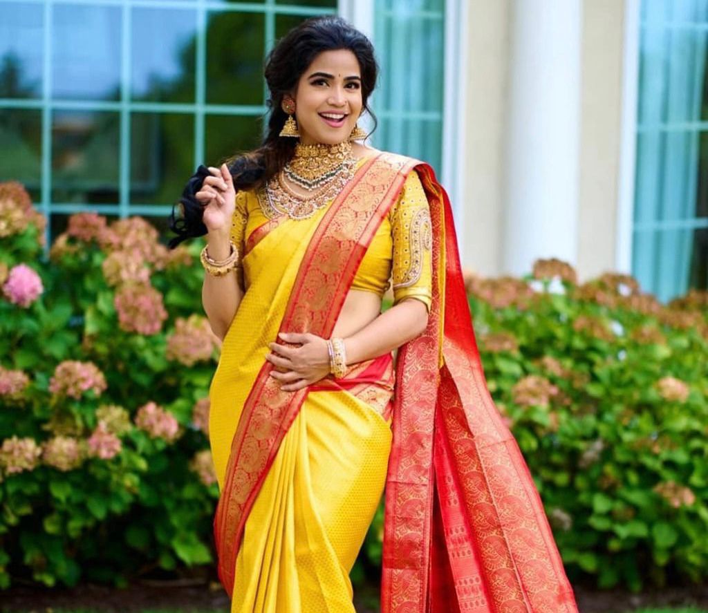 Royal Yellow Soft Lichi Silk Saree with Rich Jacquard Border