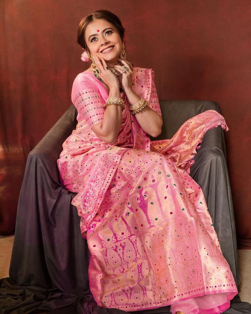 Elegant Pink Soft Lichi Silk Saree with Rich Jacquard Pallu – Festive Special Collection