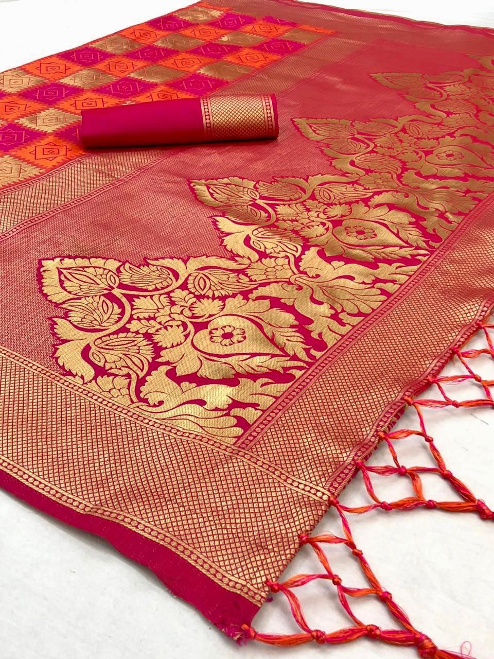 Royal Soft Lichi Silk Saree with Rich Jacquard Pallu & Zalar