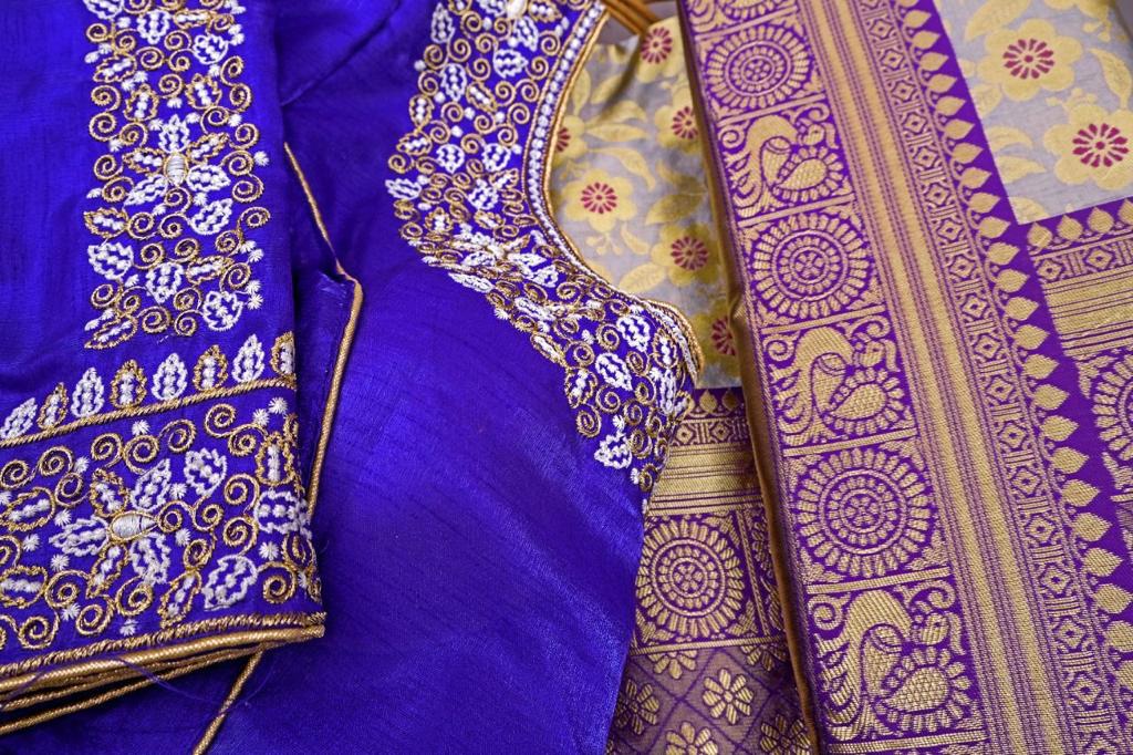Premium Soft Lichi Silk Saree with Designer Embroidered Blouse Set