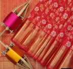 Bridal Red Soft Lichi Silk Saree with Royal Jacquard Pallu