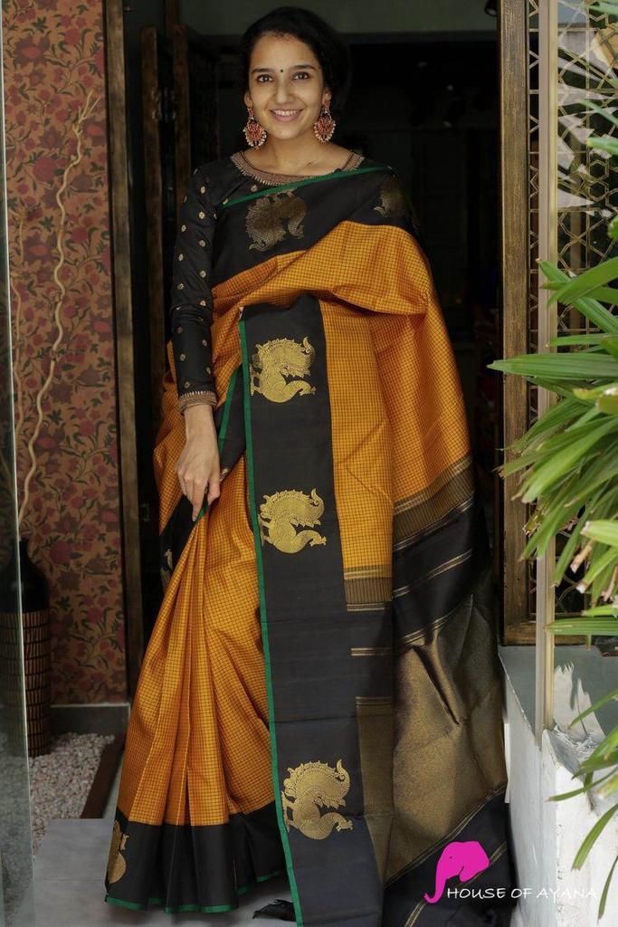 Royal Mustard Soft Lichi Silk Saree with Rich Jacquard Pallu