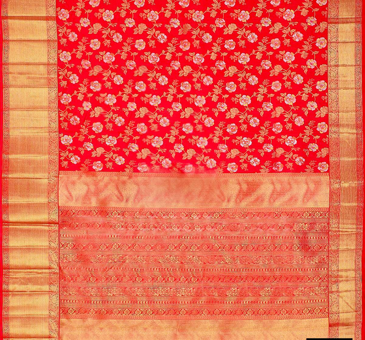 Bridal Red Soft Lichi Silk Saree with Royal Jacquard Pallu