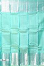 Elegant Aqua Soft Lichi Silk Saree with Rich Silver Jacquard Pallu