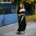 Royal Black Soft Lichi Silk Saree with Rich Jacquard Border