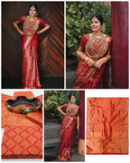 Bridal Red Soft Lichi Silk Saree with Rich Jacquard Pallu – Premium Wedding Collection