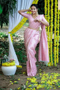 Blush Pink Soft Lichi Silk Saree – Elegant Jacquard Festival Wear