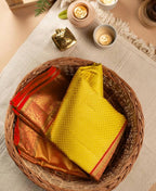 Royal Yellow Soft Lichi Silk Saree with Rich Jacquard Border