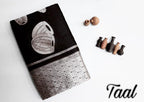 Designer Black Soft Lichi Silk Saree with Silver Woven Motifs