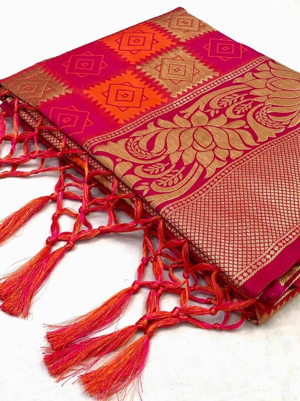 Royal Soft Lichi Silk Saree with Rich Jacquard Pallu & Zalar