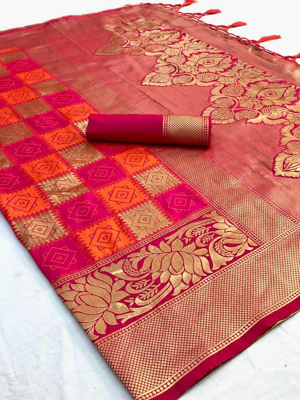 Royal Soft Lichi Silk Saree with Rich Jacquard Pallu & Zalar