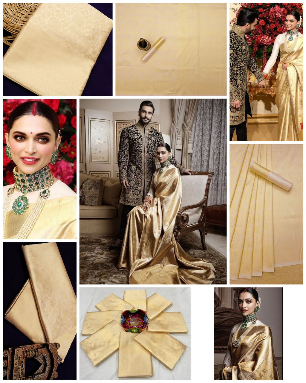Royal Gold Soft Lichi Silk Jacquard Saree