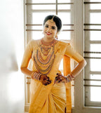 Golden Glow Soft Lichi Silk Saree – Rich Jacquard Elegance